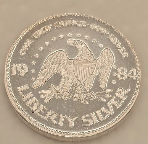 1984 A-Mark 1 oz .999 Fine Silver Round - Vintage Liberty Eagle & Bell