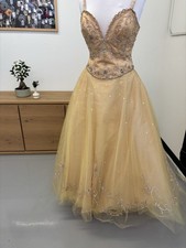 Elegant Gold Beaded Tulle Formal Dress Mac Duggal Size 7/8