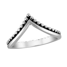 Vintage Dotted Crown Curve Sterling Silver Band Ring-9