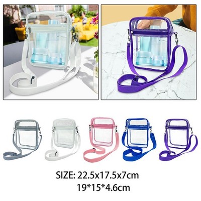 Transparente Umhängetasche wasserdicht mit extra Tasche durchsichtig verstellbarer Riemen