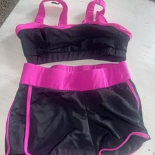 Balera Black/Pink Girls Dance Set Shorts And Sports Bra Size L