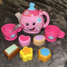 Fisher Price Laugh  Learn Sweet Manners Tea Set w/ Talking Teapot WORKS  9 Pc