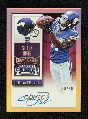 2015 Contenders RPS Championship Ticket 40/99 Stefon Diggs Rookie Auto RC 1cw4
