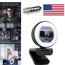 Professional Quality 4K Webcam with Dual Mics...