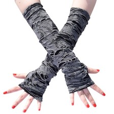 Broken Slit Gloves Halloween Gloves for Women Party Gothic Fingerless Gloves