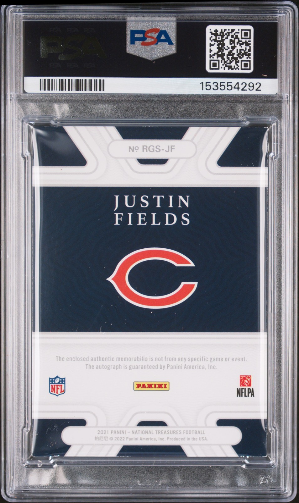 2021 NATIONAL TREASURES LOGO JUSTIN FIELDS ROOKIE RC 1/1 PSA AUTH DNA AUTO 10 view 2