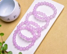 10pcs Purple Chalcedony Quartz Beads Bracelet 8mm
