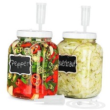 2 Pack 1 Gallon Large Fermentation Jars w 2 SCREW Lid and 3 Airlock - 100 