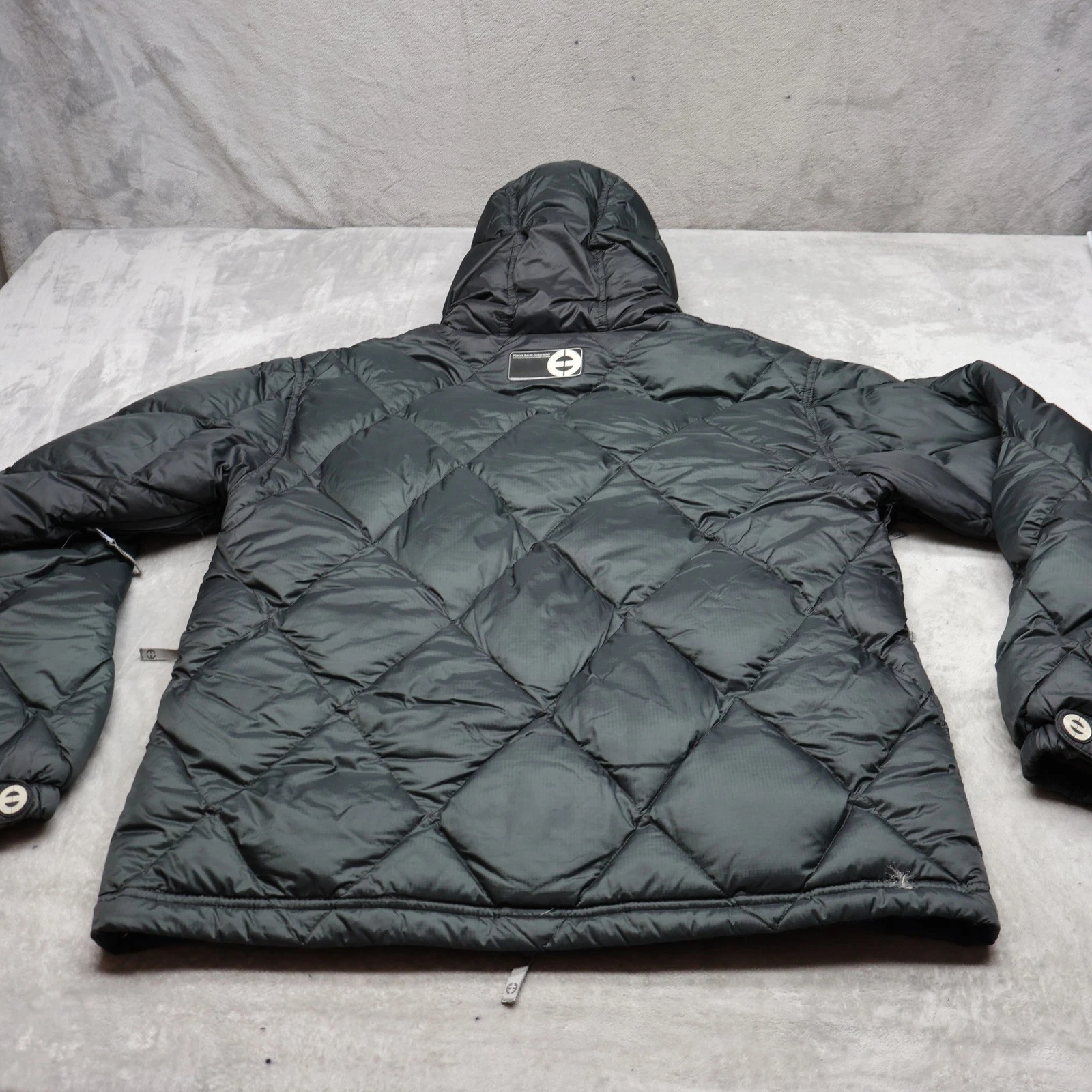 Planet Earth Down Jacket Mens Medium Blue Insulated Quilted Pit Zip Puffer VTG - product detail image 12