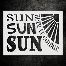 Sun Here It Comes Nature Wall Art Reusable Plastic Stencil - StencilAir
