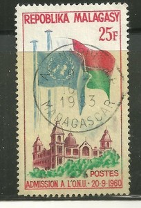MADAGASCAR 326 USED MADAGASCARS ADMISSION TO UNITED NATONS #3