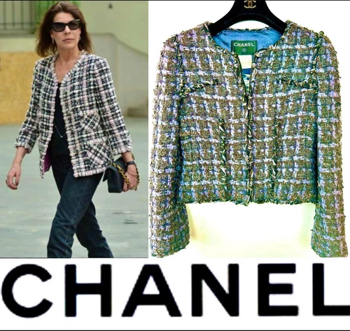 Giacca Chanel Vintage 2006 Blu Tweed Lesage 34 36 2 4 Cappotto Top Logo Vintage XS S M