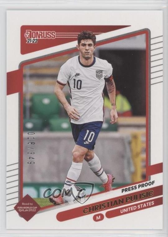 2021 Panini Donruss Road to Qatar Press Proof Gold 18/349 Christian Pulisic 1f6j