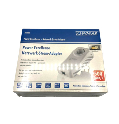 Schwaiger AV500 Netzwerk Strom Powerline Adaper Set Transmitter 500Mbps G622