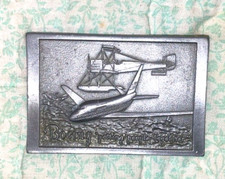 VINTAGE 1970's BOEING "GETTING PEOPLE TOGETHER" AVIATION PEWTER BELT BUCKLE