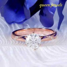 14K Rose Gold Over 2.13CT Round Cut Diamond Lab-Created Engagement Wedding Ring
