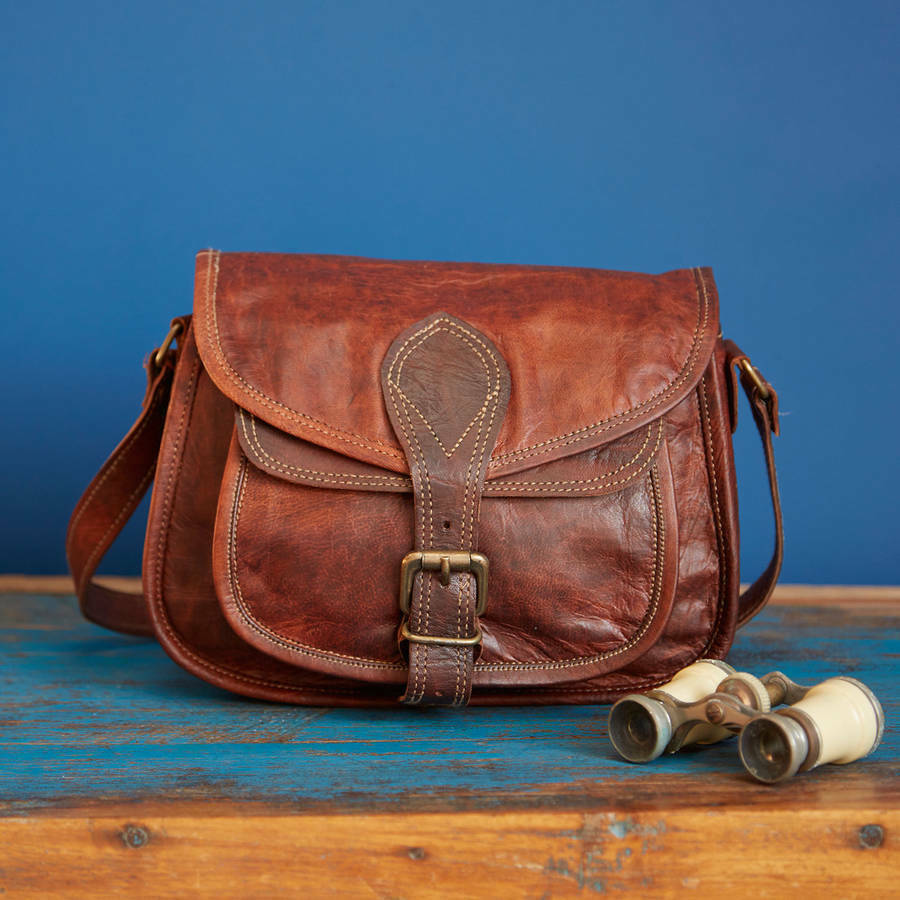 New Genuine Leather Saddle Bag Brown Women Satchel Shoulder Bag Small ...