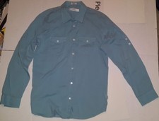 Men's Calvin Klein Long Sleeve Button Down 100 Cotton Light Blue Shirt Sz Large