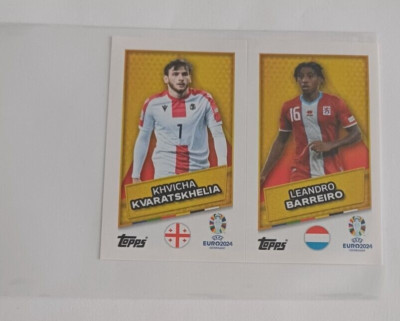 Image Sticker Chrome Khvicha KVARATSKHELIA Leandro BARREIRO TOPPS UEFA EURO 2024
