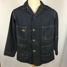 Vintage Sanforized Osh Kosh Distressed Denim Barn Work Chore Coat Jacket Union