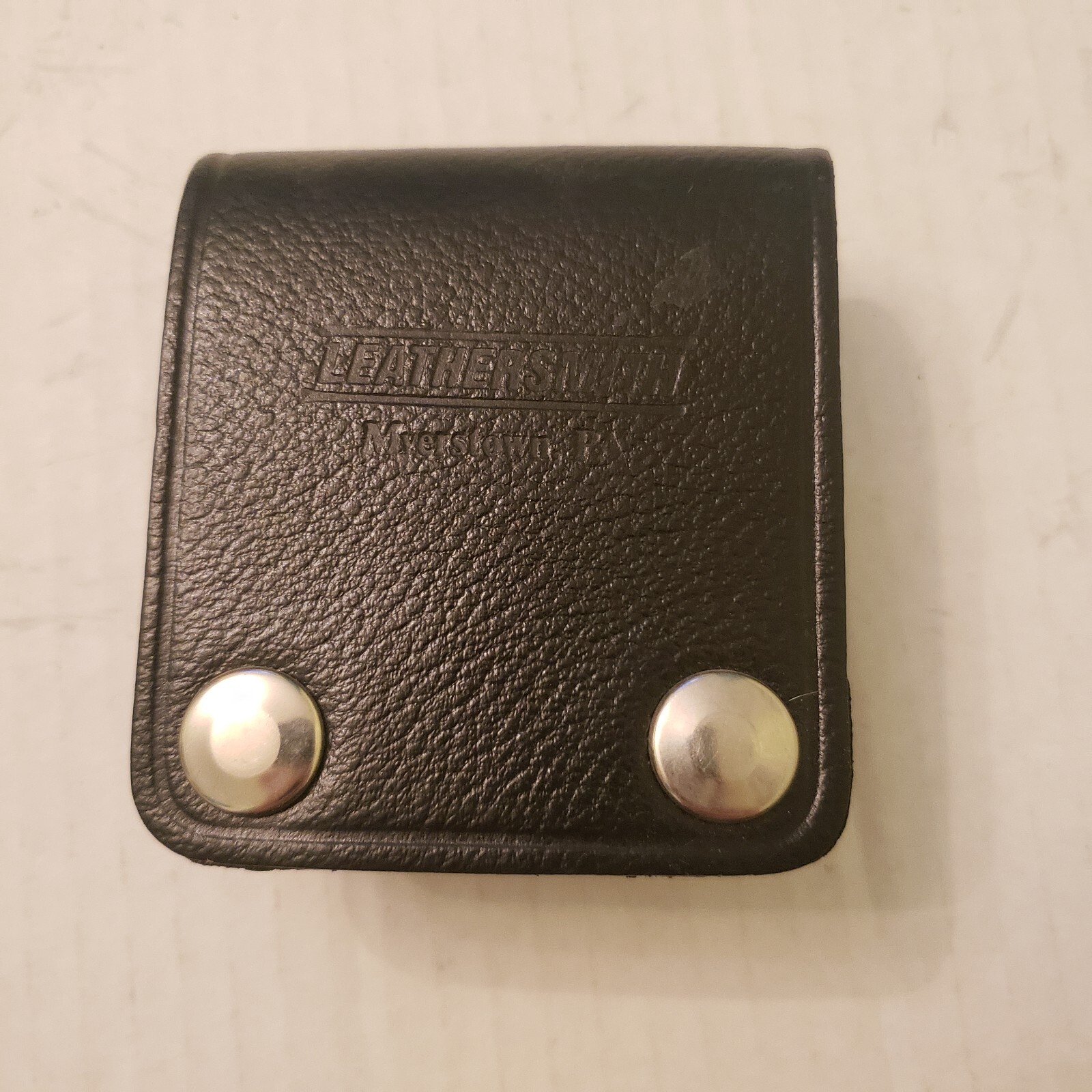 Leathersmith Duty Belt Loop Radio Holder Clip Black Leather Vintage