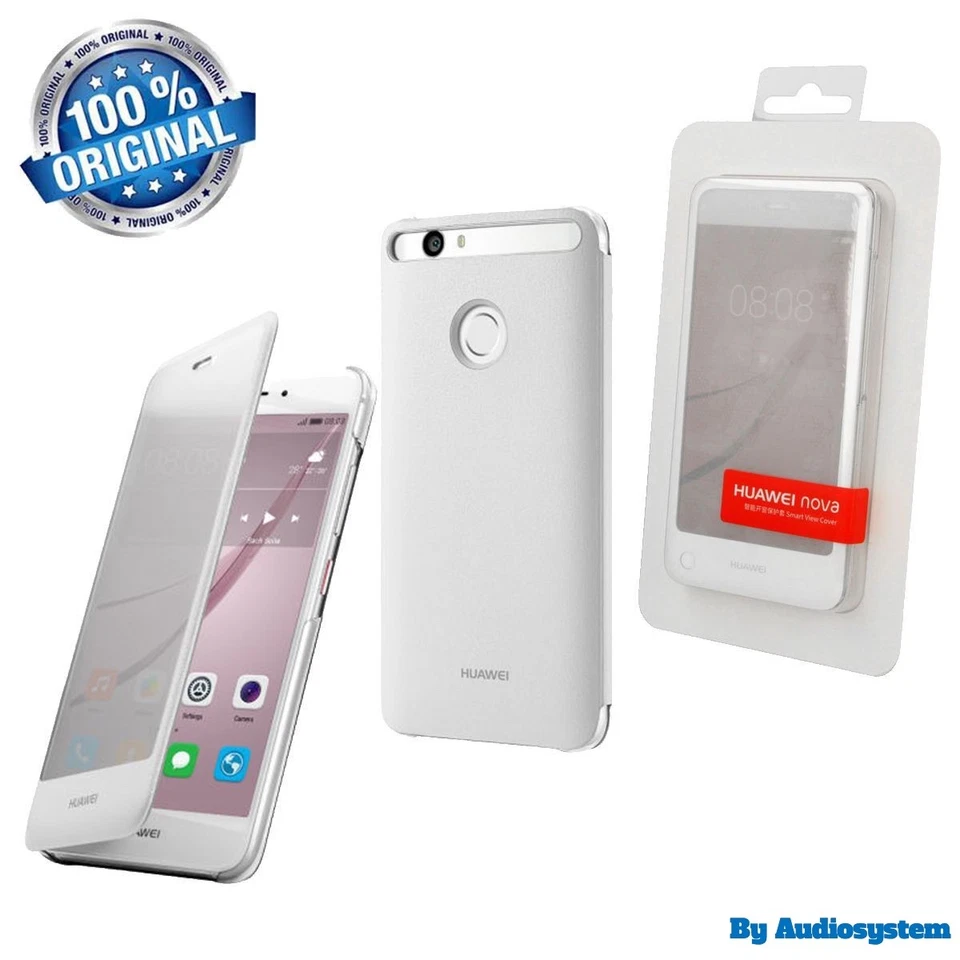 AUDIOSYSTEM CUSTODIA COVER SMART VIEW CASE ORIGINALE HUAWEI PER NOVA 5" BIANCO CAN-L01 WHITE