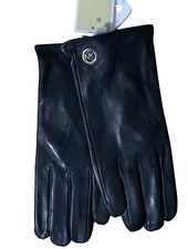 Michael Kors MK Women  s Ladies Leather Touch Tip Lined Black Gloves Size XL