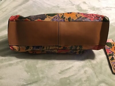 Patricia Nash Tan Pink Green Floral Print handbag and wallet new