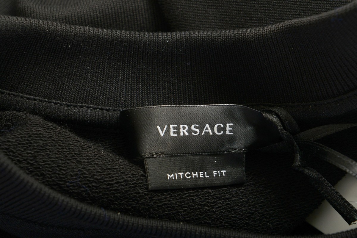 Versace Men's Black Mitchel Fit Logo Print Crewneck
