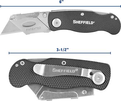 Sheffield 12613 Ultimate Lock Back Utility Knife, Folding, Box