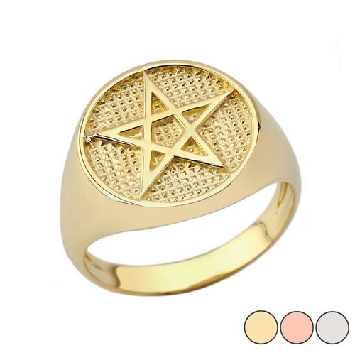 Solid Gold Pentagram Ring in (Yellow 
