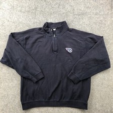 Vintage Tennessee Titans Sweatshirt Men Large Blue Spell Out 1/4 Zip Embroidered