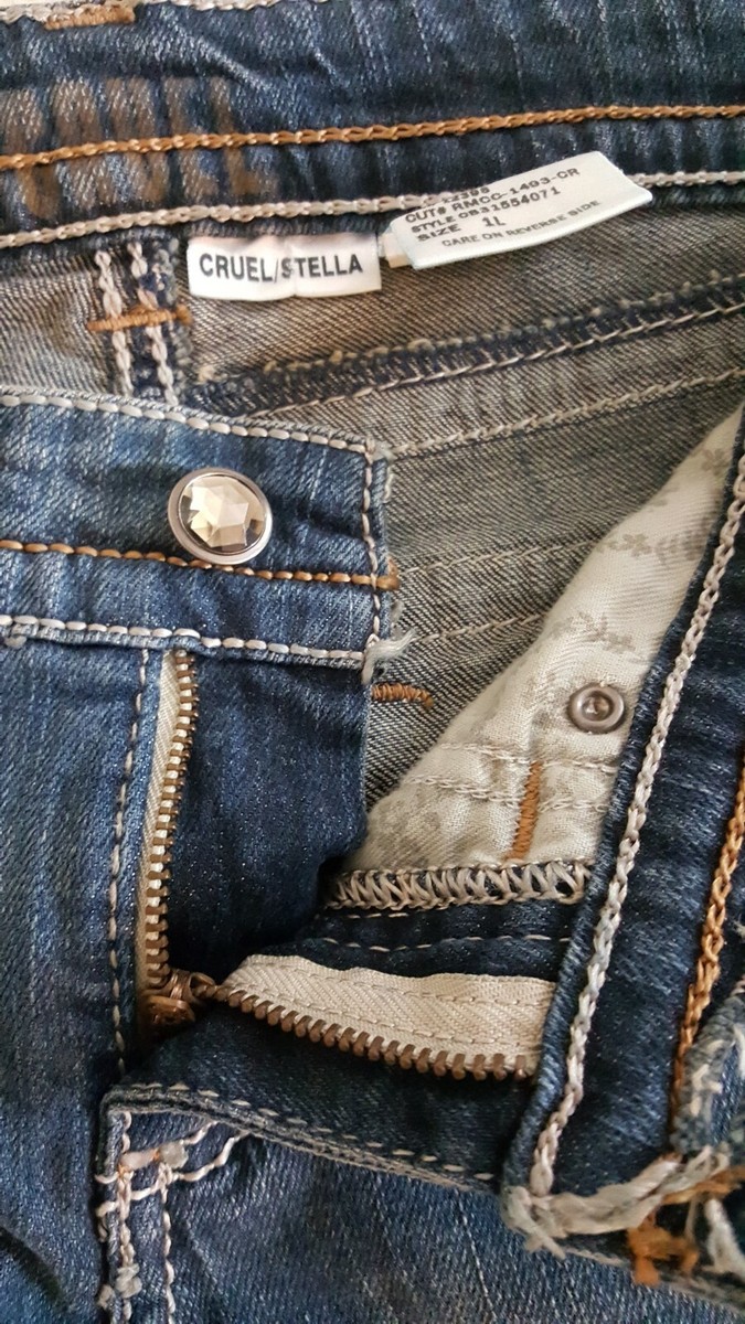 Jean Cruel Girl Stella Taille 1 Long - Bleu Délavé Moyen - Boutons Et Zips