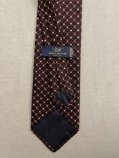 BROOKS BROTHERS Men's 100% Silk Necktie Made In USA Red Black Geometric