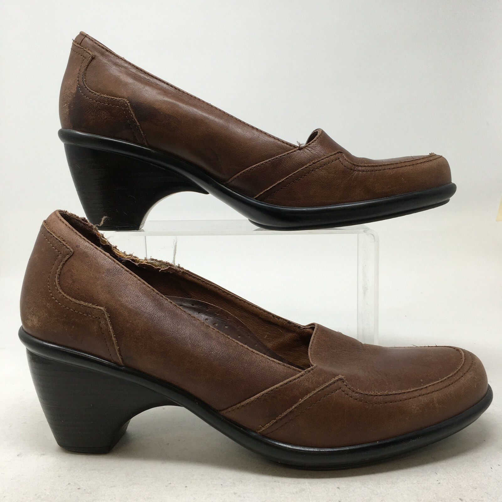 Dansko Shoes Womens 40 Slip On Heels Pump Loafers Brown Leather Round Toe |  eBay