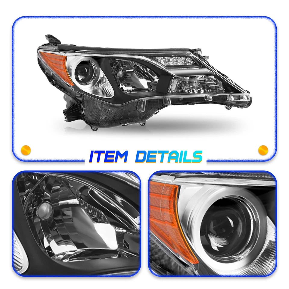 For 2013-2015 Toyota RAV4 RAV-4 Headlights Headlamps RH&LH Passenger and Driver Foto 3 de 4