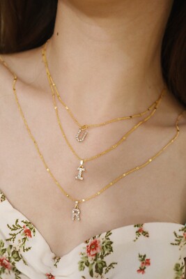 Custom Initial Box Necklace  Layered  Personalized Gift 