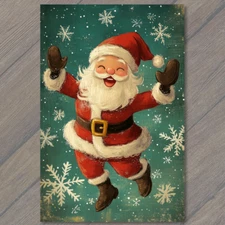 POSTCARD Santa Claus Happy Smile Cute Festive Snowflakes Christmas Fun Greeting