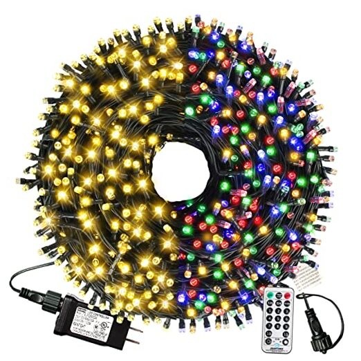 105ft Christmas Lights - 300 Warm White & Multicolored LED String Lights for Indoor & Outdoor Decor