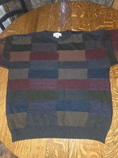 Vintage Gianfranco Ruffini Italy Mens Knit Sweater Block Pattern Large