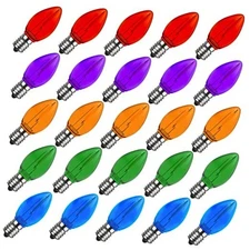  C7 Led Replacement Christmas Light Bulb, C7 25 Count (Pack of 1) Multi-colored