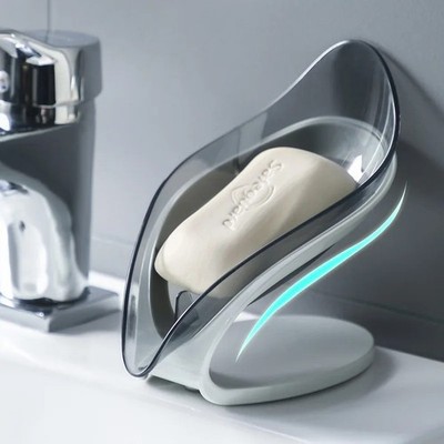 Leaf-Shaped Suction Cup Soap Dish   Self-Draining Holder for Bathroom & Basin