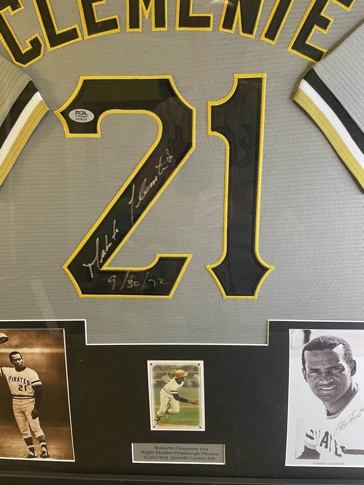 ROBERTO CLEMENTE JR SIGNED AUTO PIRATES JERSEY FRAMED MATTED PSA COA CARD PHOTOS view 5