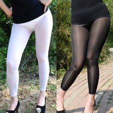 Leggings donna lunghi tinta unita alla moda lisci e lucidi pantaloni cropped