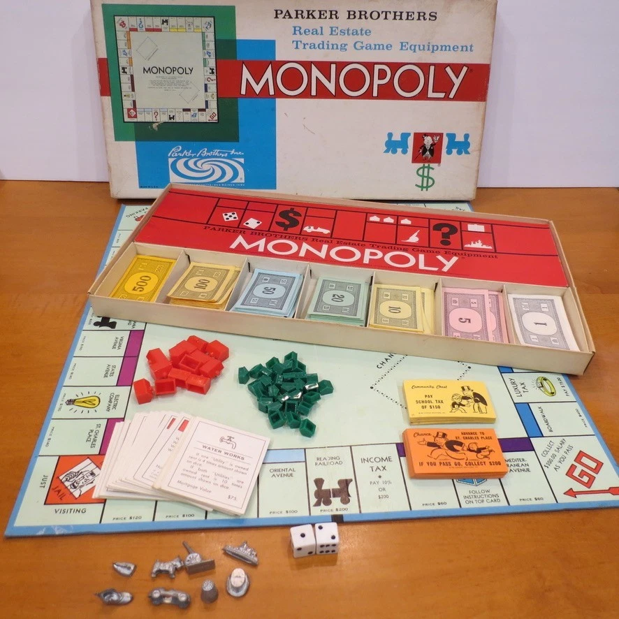 モノポリー　確認用 12-16 Years Monopoly 1961 Vintage Manufacture Board & Traditional