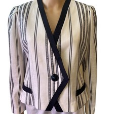 Vintage Leslie Fay USA Made Blazer Jacket Women 14P Linen Academia Preppy Career