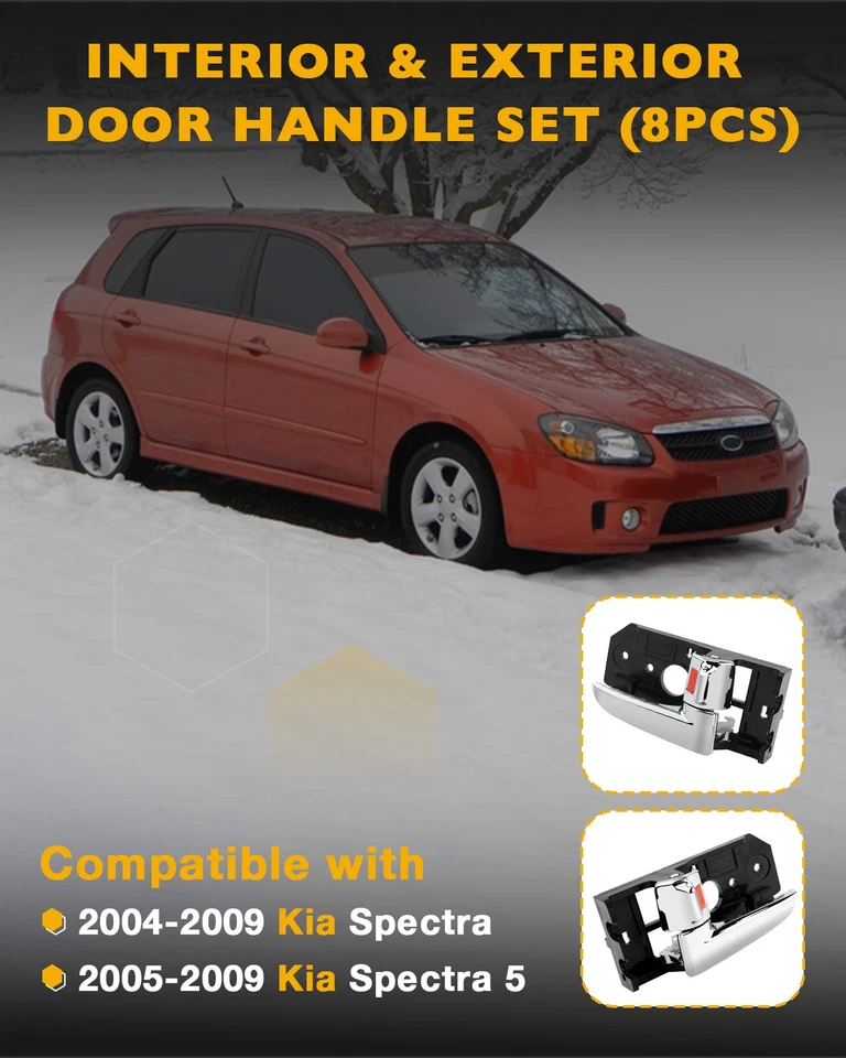 82610-2F000 Interior Exterior Door Handle Set Fit 2004-2009 Kia Spectra Spectra5 - Image 3 of 4