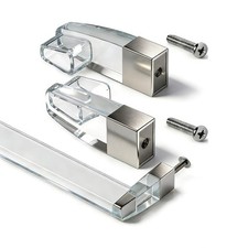 Clear Acrylic Shower Door Towel Bar Brackets with Chrome Sleeve for Black