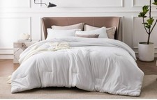 BEDSURE Get Cozy Calif King Comforter Set  2 Pillow Shams White--Sz 96" X 104"