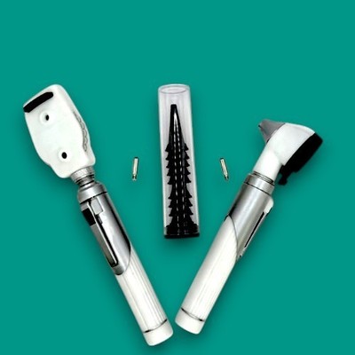 Glasfaser Mini Otoskop Ophthalmoskop Set 3,2V LED ENT Medizin Student Kit